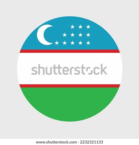 Vector illustration of flat round shaped of Uzbekistan flag. Official national flag in button icon shaped.