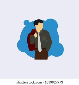 Vector illustration in flat shape of a business man for an icon, symbol or background