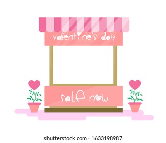 vector illustration of flat shop design on valentines day. Vector illustration for cards, stickers, symbols and banners