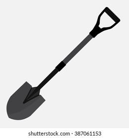 Vector illustration flat shovel icon, symbol. Industrial tool, equipment