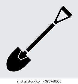 Vector illustration flat shovel icon, symbol. Industrial tool, equipment