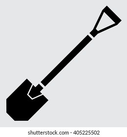 Vector illustration flat shovel icon, symbol. Industrial tool, equipment