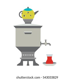 vector illustration of flat silver Samovar