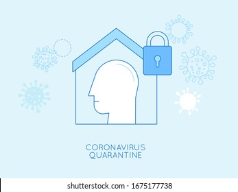Vector illustration in flat simple style with character - novel coronavirus concept, self quarantine and social isolation - covid-19 -  illustration for infographics and banners