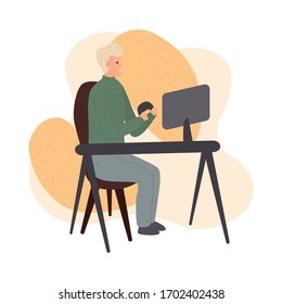 Vector illustration in flat simple style with characters - influencer marketing concept - blogger promotion services and goods for his followers online