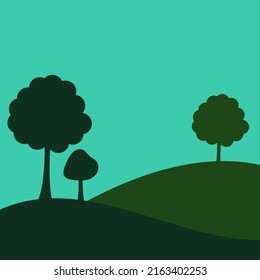 Vector illustration flat simple style - spring and summer background - landscape with plants, leaves, flowers - background for banner, greeting card, poster and advertising