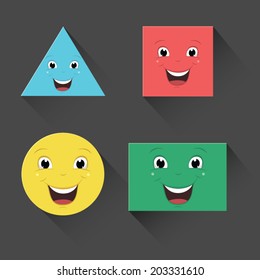 Vector Illustration Of Flat Smiling Shapes