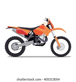 Vektorgrafik eines flachen sportlichen Enduro-Fahrrads für extreme Ausflüge durch die Berge. technisches Design auf weißem Hintergrund.