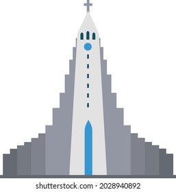 Hallgrímskirkja. Vector Illustration In A Flat Style.