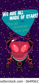 Vector illustration in flat style about outer space. Planets in the universe. Greeting card