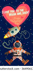 Vector illustration in flat style about outer space. Planets in the universe. Greeting card