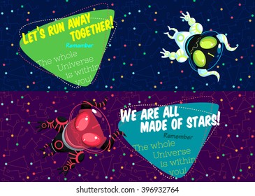 Vector illustration in flat style about outer space.