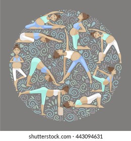 vector illustration in flat style about yoga for pregnant women