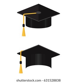 Vector illustration in the flat style. Academic graduation cap isolated on the background.