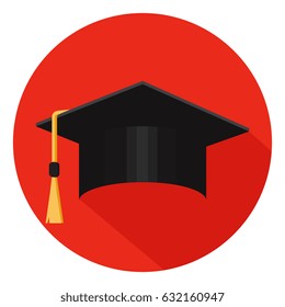 Vector illustration in the flat style. Academic graduation cap isolated on the background.