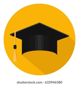 Vector illustration in the flat style. Academic graduation cap isolated on the background.