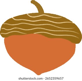 Ilustração vetorial de um personagem de bolota de estilo plano com uma cabeça marrom e corpo vermelho tijolo ideal para livros infantis de decoração de outono e projetos de design com temas de floresta