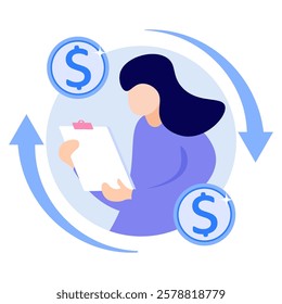 Vector illustration in flat style Analysis and financial concept showing graphs. The character of people is full of enthusiasm for profit.