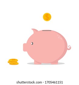 Vector illustration in a flat style. Bank deposit. Idea of ​​investment icon in the form of a toy pig piggy bank.