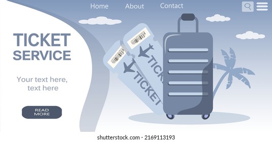 vector illustration in a flat style, a banner for the site. service for the sale of air tickets, travel tickets
