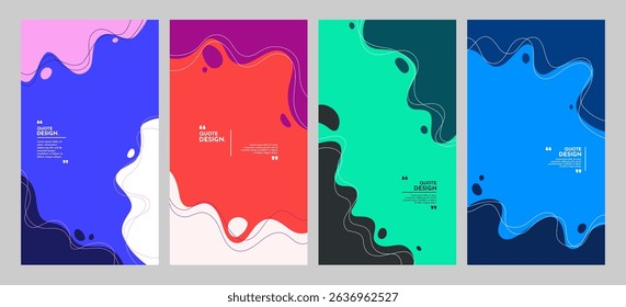 Vector illustration. Flat style banner template. Fluid shapes and lines. Design elements for flyer, leaflet, voucher, vertical background. Trendy abstract colorful wallpaper. Flowing cells concept