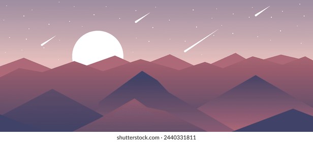 Vector illustration. In a flat style. A beautiful gradient landscape. Modern style. Suitable for banner, screensaver, business card, postcards, posters.