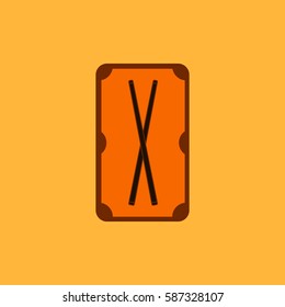 Vector illustration in flat style billiard pool table and cues