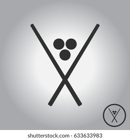 Vector illustration in flat style billiard balls and cues