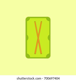 Vector illustration in flat style billiard pool table and cues