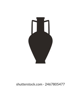 Vector illustration in a flat style with a black jug on a white background, reflecting the essence of ancient Roman ceramics with traditional shapes.