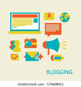 vector illustration in a flat style. Blogging and commenting. 