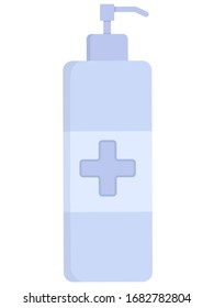 Vector illustration in a flat style: a bottle with an antiseptic. Antiseptic for the treatment of hands and surfaces. The fight against coronavirus.