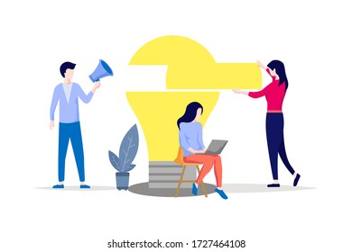 Ilustración vectorial, estilo plano, promoción de negocios, publicidad, ideas en crecimiento e inspiración para los negocios. 