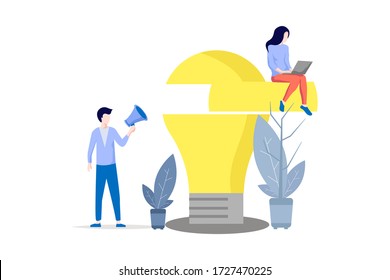 Vector illustration, flat style, business promotion, advertising, growing ideas and inspiration for business. 
