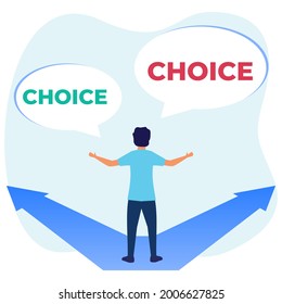 Vector illustration of flat style business concept. Crossroads as a choice of business strategy and future choice.
