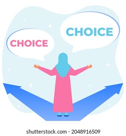 Vector illustration of flat style business concept. Crossroads as a choice of business strategy and future choice.