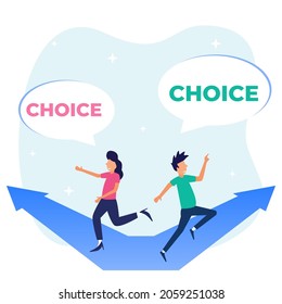 Vector illustration of flat style business concept. Crossroads as a choice of business strategy and future choice.