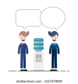 Vector illustration, flat style, businessmen discuss social network, news, social networks, chat, dialogue speech bubbles. Vector illustration in cartoon style