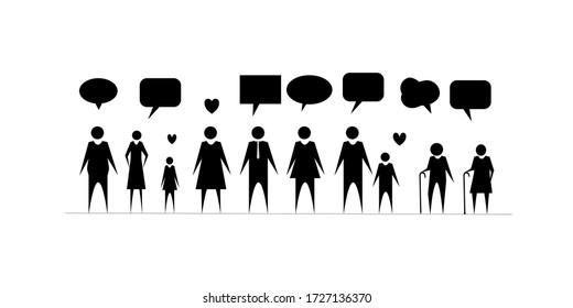 Vector illustration, flat style, businessmen discuss social network, news, social networks, chat, dialogue speech bubbles