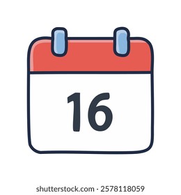 Vector illustration, flat style. Calendar icon - 16th of December