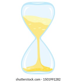 Vector illustration of flat style cartoon design closeup colored time icon - hourglass isolated on white background. Template sandglass, classic interior object, symbol of time management.