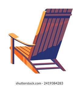Vector illustration, flat style. Chaise longue, wooden beach chair for relaxation.