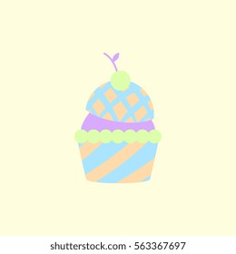 Vector illustration in flat style cherry ?upcake