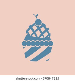 Vector illustration in flat style cherry cupcake