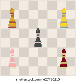 Vector illustration in flat style Chess Bishop collection