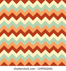 Vector illustration of flat style chevron seamless pattern background with ethnic colors