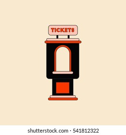 Vector Illustration In Flat Style Cinema Ticket Booth