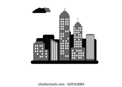 vector illustration flat style of a city at night