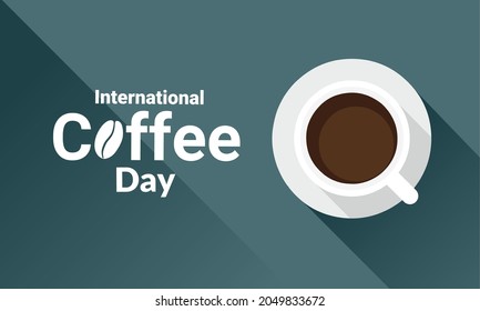 Vector illustration, flat style coffee cup with long shadow, as logo, icon or template, international coffee day.