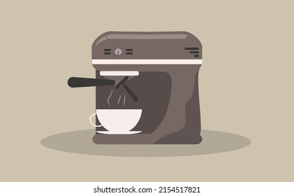vector illustration in flat style - coffee machine and cup of coffee